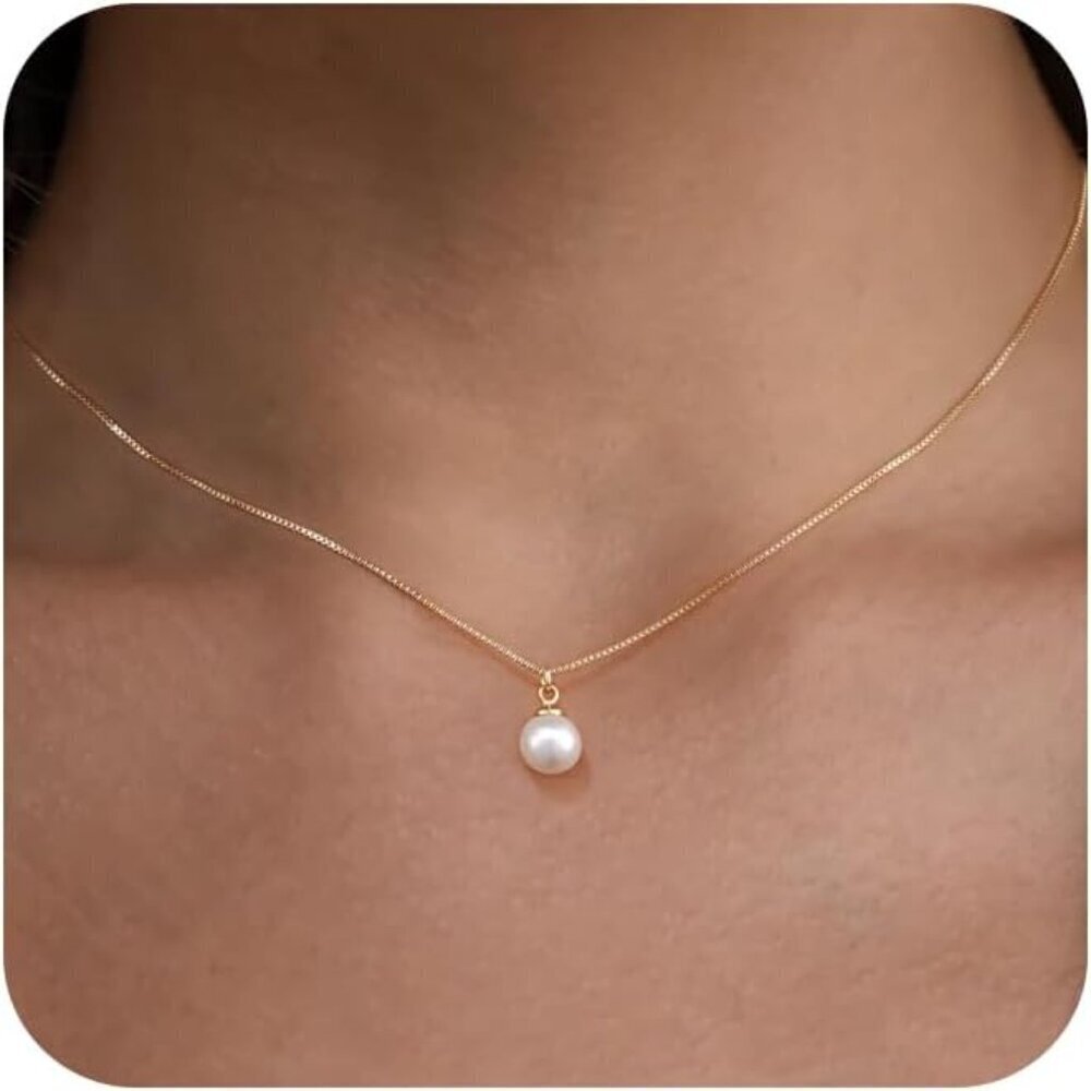 Dainty Pearl Pendant Necklace Gold Silver Plated Layered Pearl Chain Jewelry